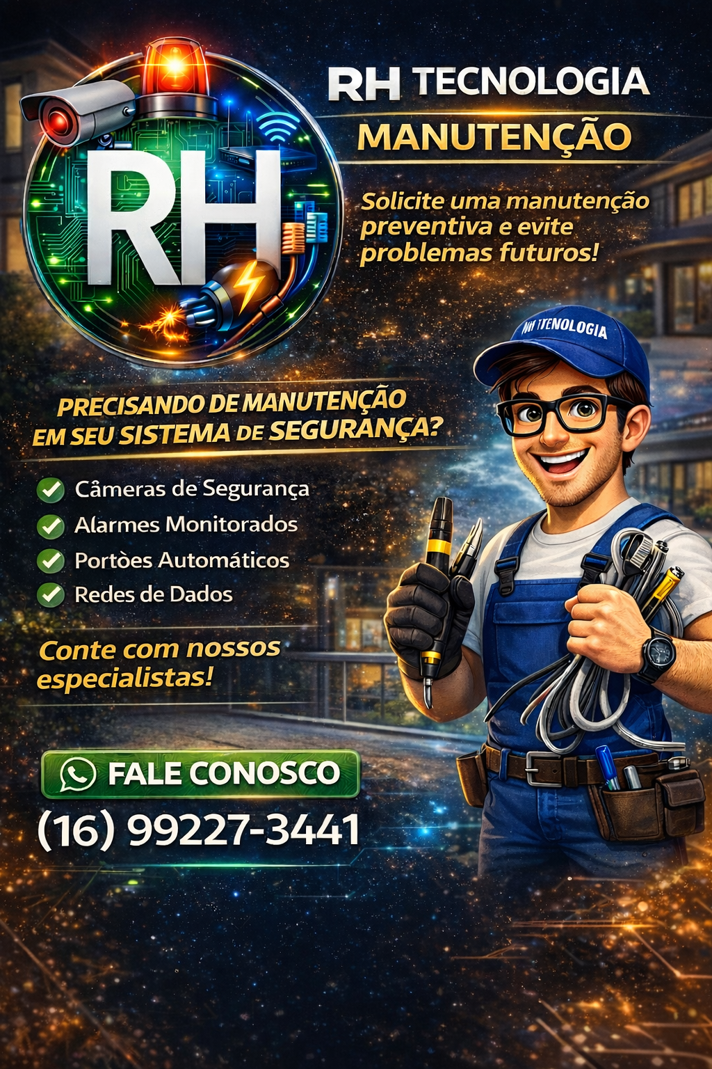 Técnico da RH Tecnologia realizando manutenção
